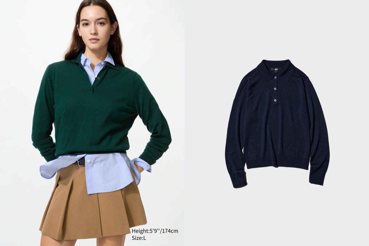 擁有強大的吸濕排汗特性的美麗諾羊毛，強大的機能性是現今許多品牌最愛用的面料！Uniqlo 在這個冬天，運用 Polo 衫的版型為設計主軸，收短的下擺搭配上長袖的設