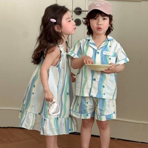 2025新款兄妹裝夏季兒童純棉短袖男女童姐弟裝韓版洋氣親子裝套裝