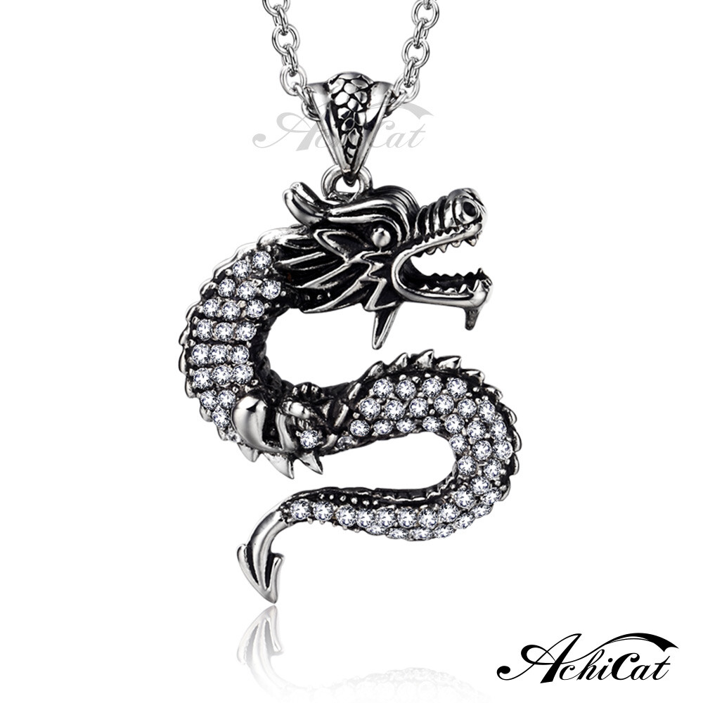 achicat 鋼項鍊 無上至尊 龍項鍊 白鋼項鍊 個性項鍊 生日禮物 c1600