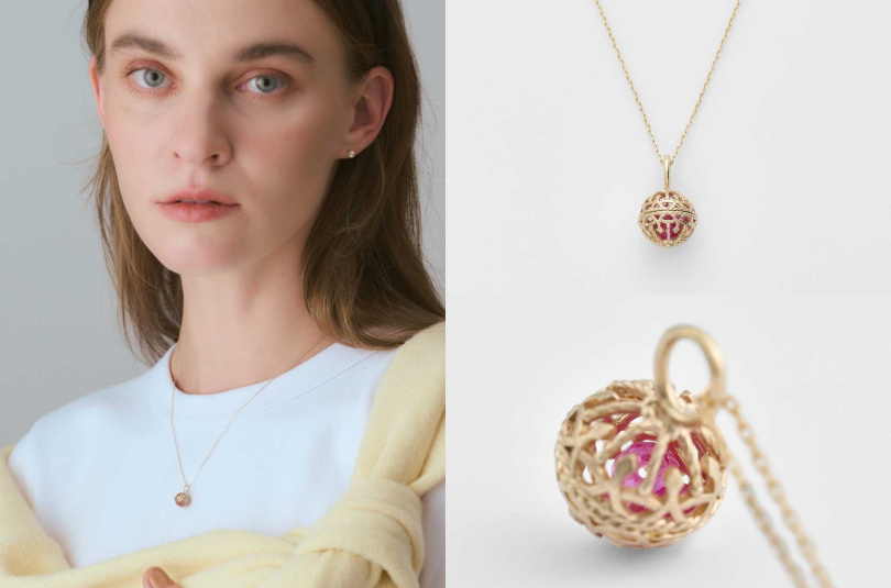 agete 鏤空紅寶石圓球項鍊／24,000元 （圖／品牌提供）