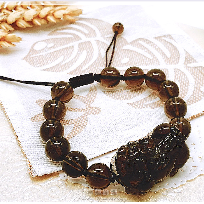 幸運命理 招財 ! 貔貅 x 冰種黑曜石 手鍊【附老師親自開光影片USB隨身碟】【LB07】