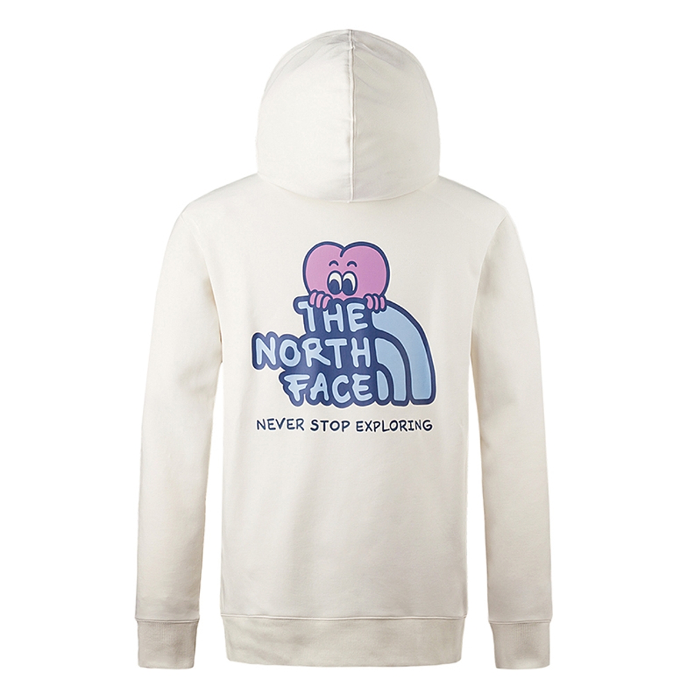 【情侶款️】The North Face北面男女款米白色舒適情人節趣味心型印花休閒長袖帽T