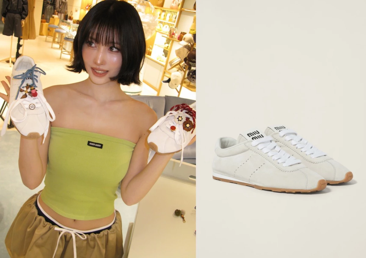 momo同款甜酷風格miu miu鞋款推薦1:Plume 麂皮運動鞋