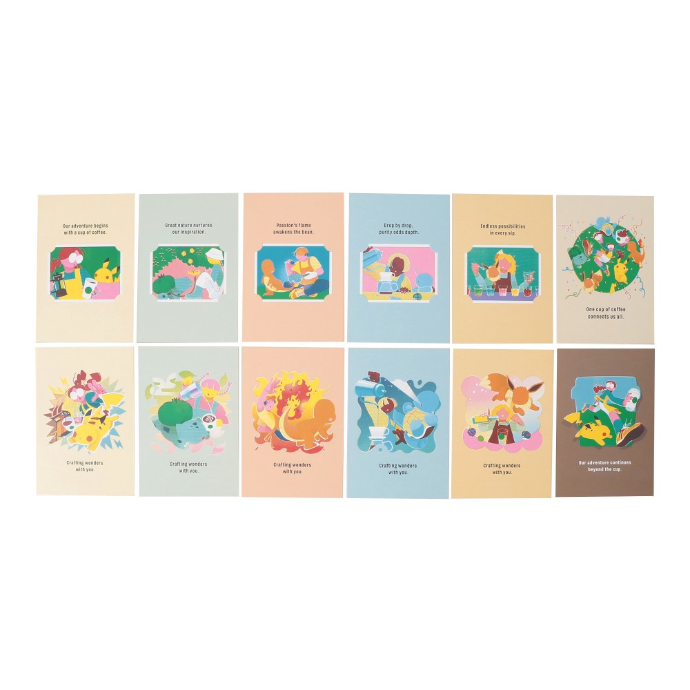 日本星巴克_Pokémon + STARBUCKS アートポストカードセット_Pokémon + STARBUCKS 藝術明信片組