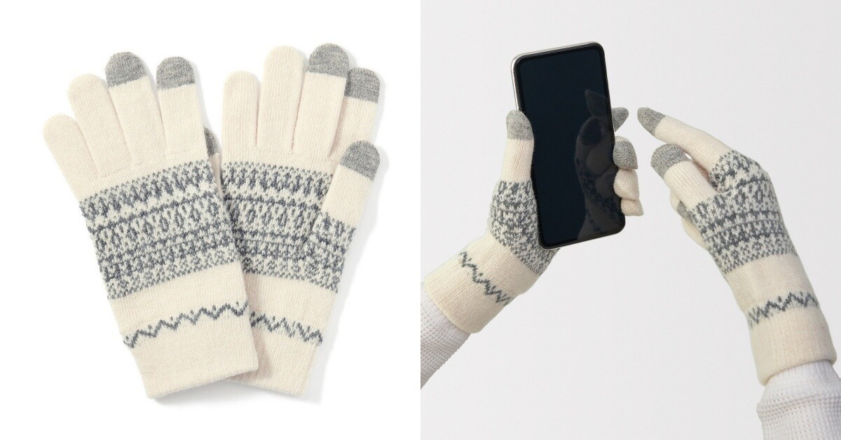 無印良品「1000元內交換禮物」推薦：美麗諾羊毛混內起毛觸控手套，NT$590