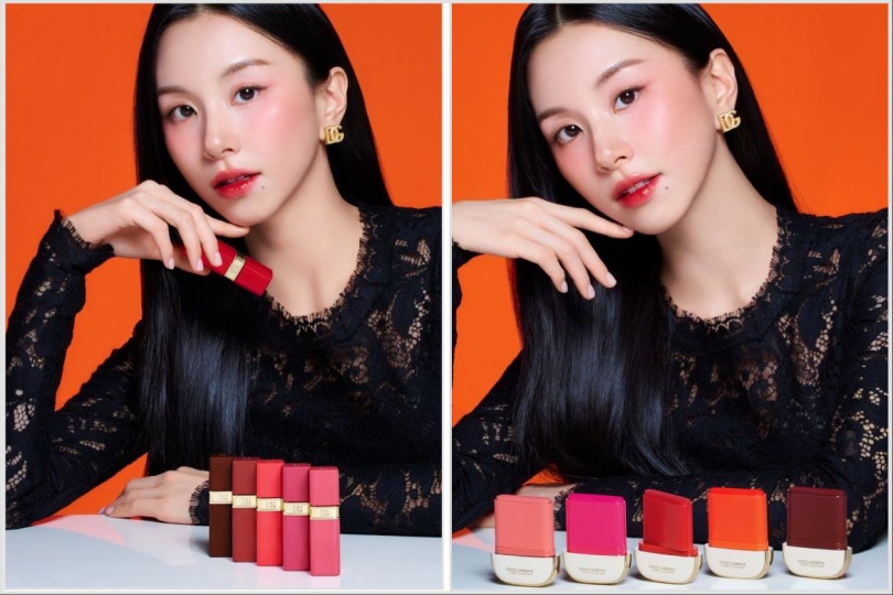 DOLCE&GABBANA Beauty 冰透果汁水唇釉24H保濕水光唇釉 / 1,600元、DOLCE&GABBANA Beauty 柔光果漾頰彩棒24H柔光水潤頰彩棒 / 1,800元。（圖／品牌提供）