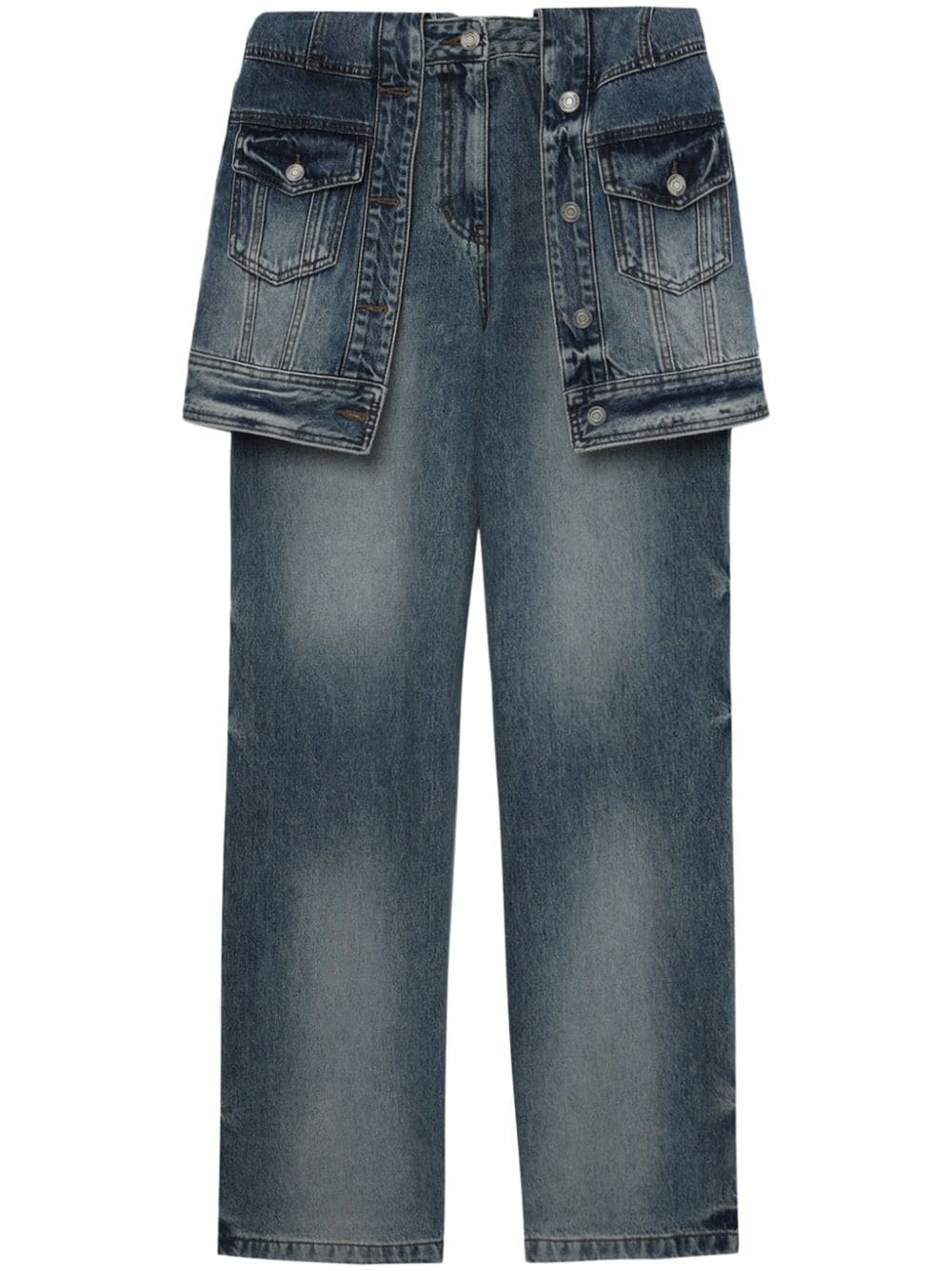 Juun.J - layered panelled jeans - women - Cotton - 36 - Blue