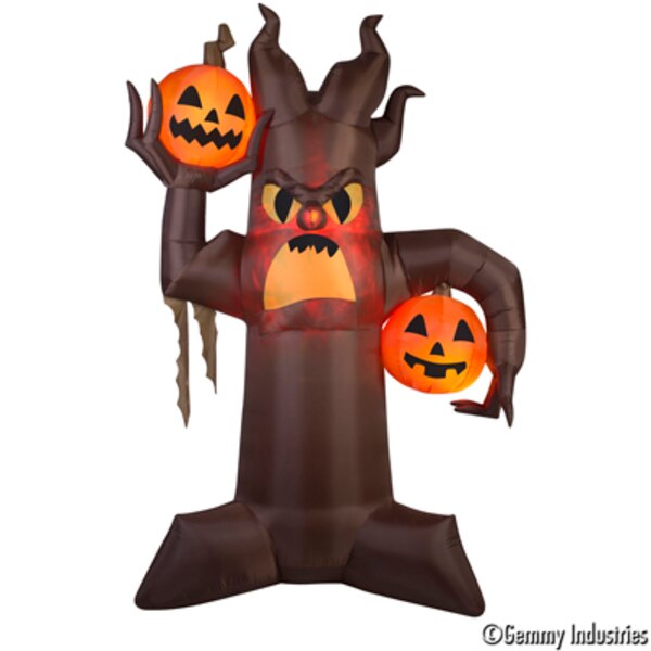 充氣棕色鬼樹拿南瓜+冰火燈，萬聖節/萬聖佈置/充氣擺飾好收納/萬聖充氣/鬼樹/南瓜/會場佈置/打卡神器/舞會道具/拱門，X射線【W709511】
