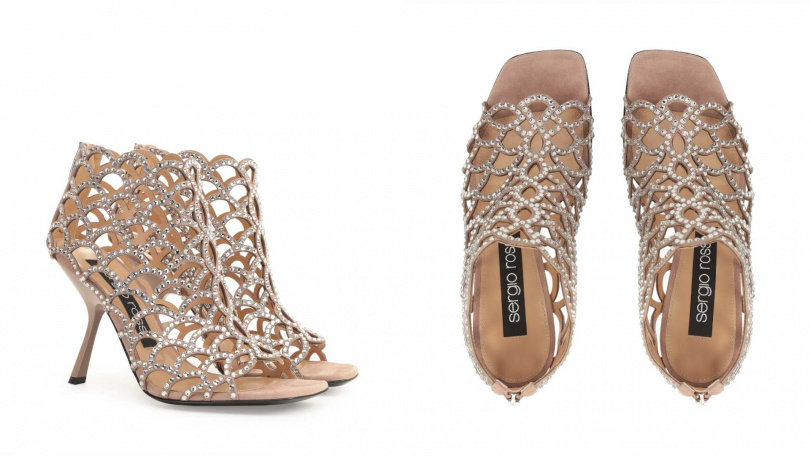 Sergio Rossi sr Mermaid (Nude)水晶踝靴高跟鞋／45,500元（圖／品牌提供）