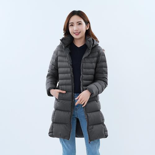 【遊遍天下】 女款長版顯瘦防風防潑水可拆帽保暖 90%羽絨外套 / GJ22040 鐵灰 (M-5L大尺碼)