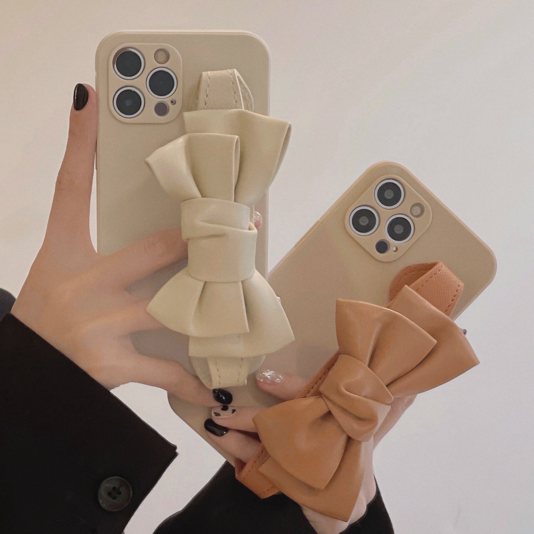 ins蝴蝶結腕帶適用適用iPhone14promax蘋果15手機殼13/12明星同款416