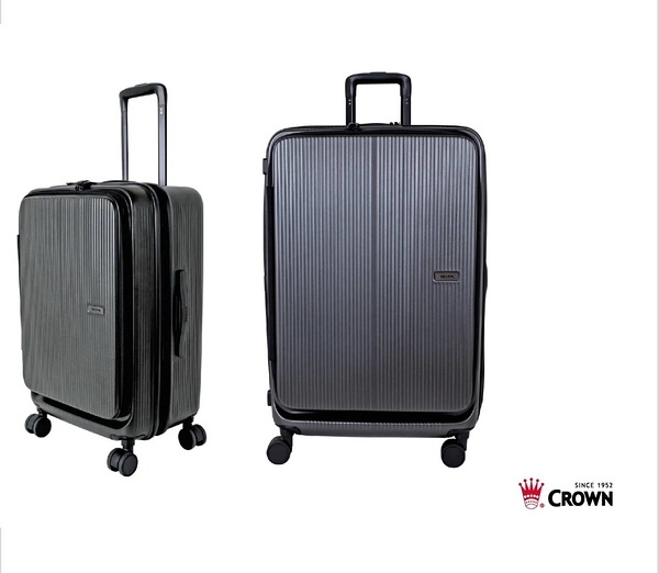【CROWN】皇冠 DOPPIO 25吋 1/9分~2/8分雙前開 可擴充靜音輪 行李箱/旅行箱-3色 CF1910