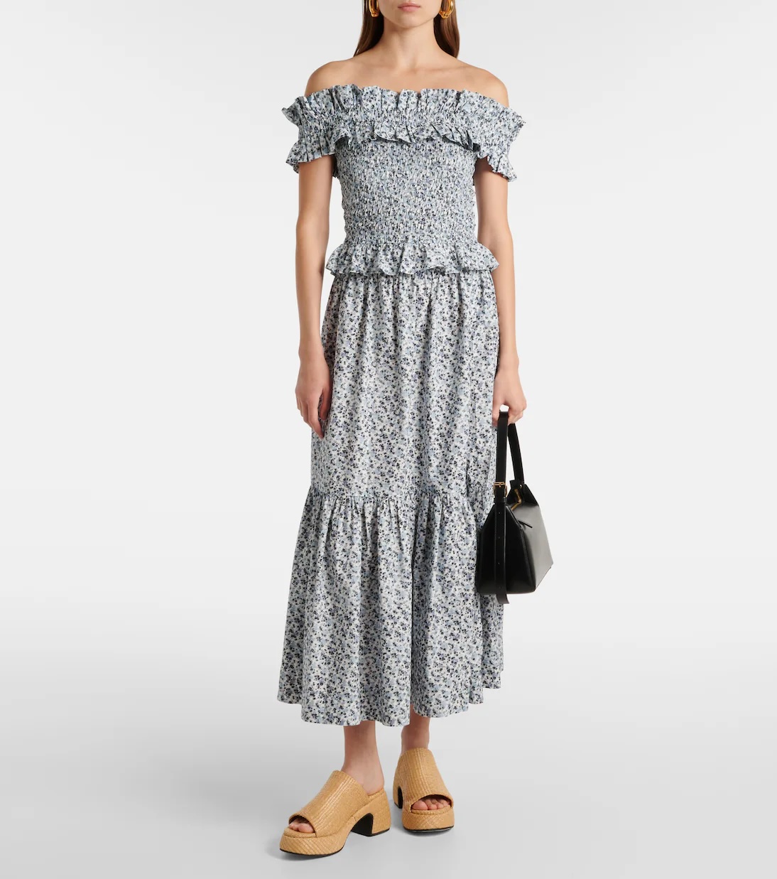 GANNI Floral cotton maxi skirt