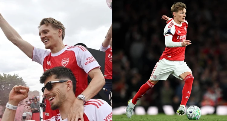 看過了前幾位拉丁系與法式的奔放奢華，接下來登場的Martin Ødegaard（厄德高），則展現了北歐人骨子裡的冷靜、優雅與極致純粹。從上圖中可以看到，在球隊奪冠慶祝的狂歡時刻，他手腕上那只在陽光下閃耀著冷冽光澤的腕錶顯得格外經典，錶迷一眼就能認出這款無數人的終極夢幻逸品—Rolex（勞力士）。