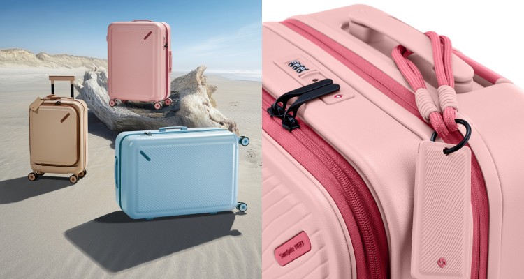 Samsonite Red全新推出Tolls Ocean系列延續品牌年輕、自由與自我表達的精神，系列主打三款療癒色：珊瑚Coral、水藍Aqua、沙色Sand，靈感取自自然界的柔光與海岸色調，呼應本季玫瑰粉、泡泡糖粉等溫柔色系。
