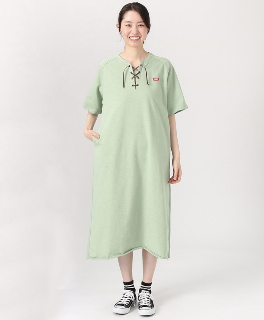 CHUMS Keystone Lace Up Dress 女 短袖洋裝 羅勒綠