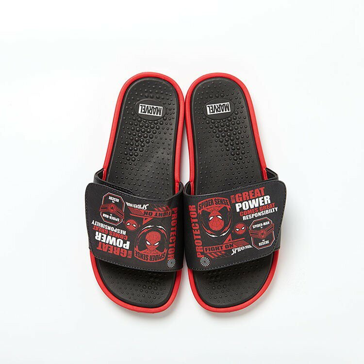 【MARVEL正版授權】復仇者聯盟 蜘蛛人 魔鬼氈拖鞋-黑色