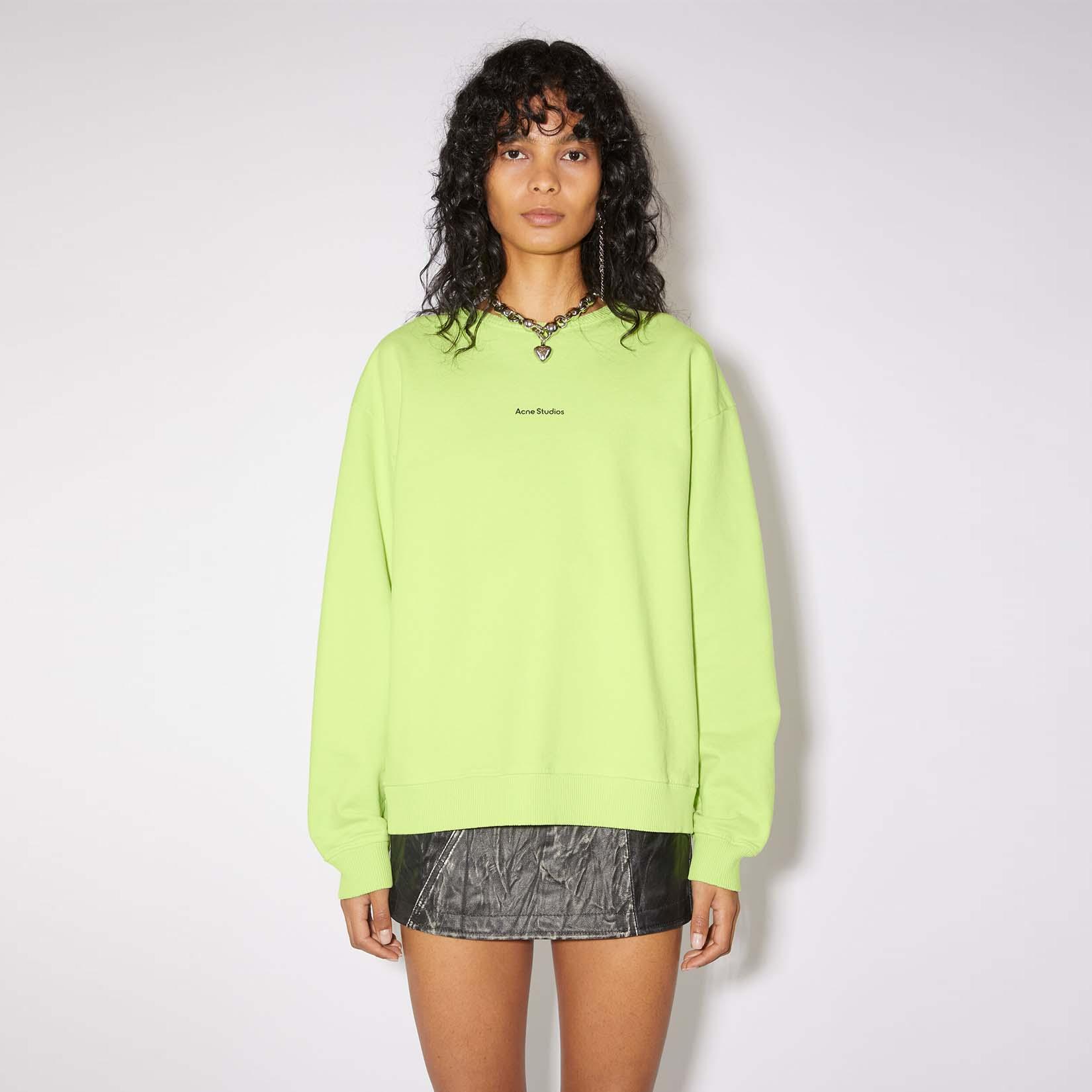 ACNE STUDIOS 小Logo拷克邊內毛巾布衛衣/螢光綠