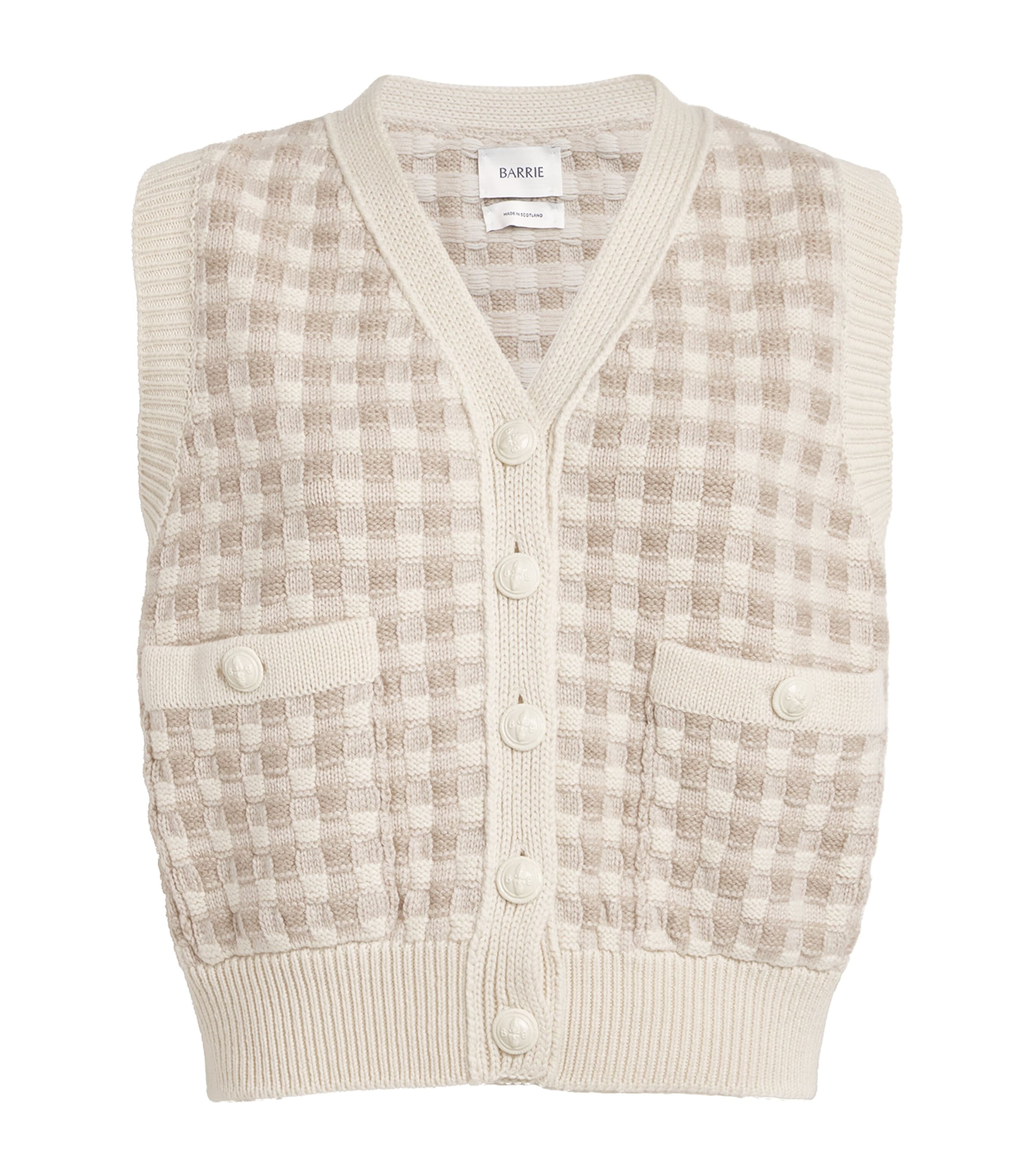 Barrie Cashmere Gingham Sweater Vest