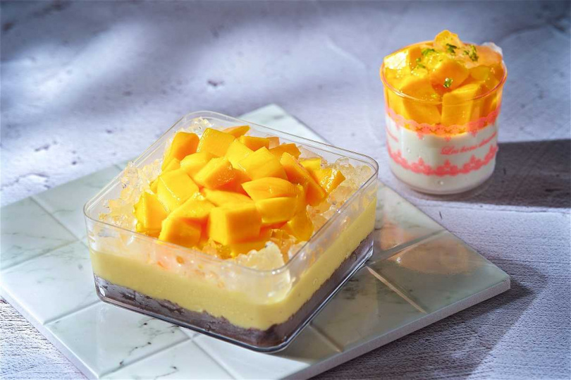 「芒果寶盒」（前，299元）是上班族的療癒首選。。（圖／神旺普諾麵包坊提供）