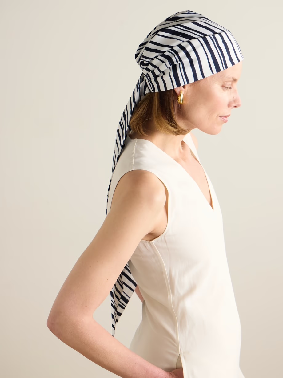 EUGENIA KIM Gigi striped satin head scarf