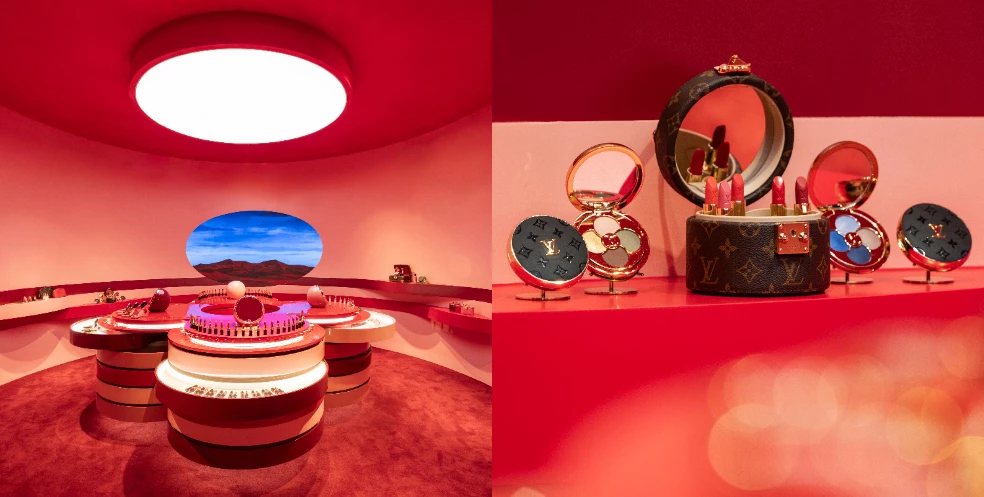 包含 55 款 LV Rouge 唇膏、10 款 LV Baume 潤唇膏與 8 款 LV Ombres 眼影