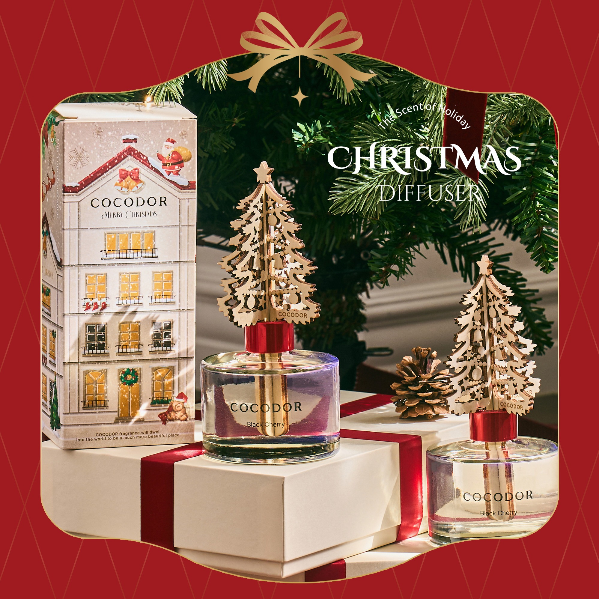 【COCODOR】燦金聖誕樹擴香瓶200ml (聖誕/耶誕/年末/紀念日/喬遷/療癒/慰勞/交換禮物/收禮人自選香氣)