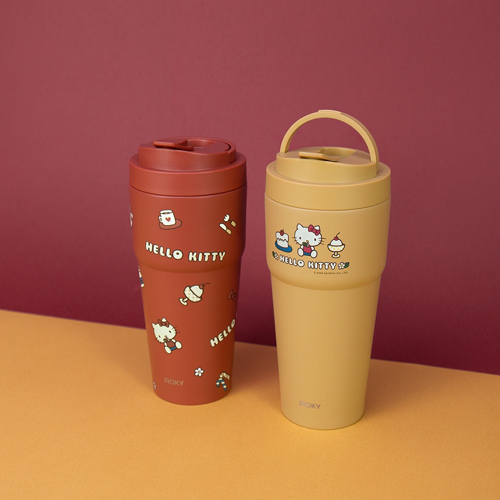 【WOKY 沃廚】WOKY X SANRIO KITTY聯名 渾圓杯770ml(附彈跳+矽膠粗吸管)