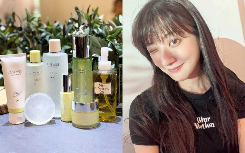 林逸欣大方公開私人梳妝台，原來她的保養祕訣靠的就是DHC的自然植萃養膚哲學。（圖／吳雅鈴攝、取自林逸欣IG）