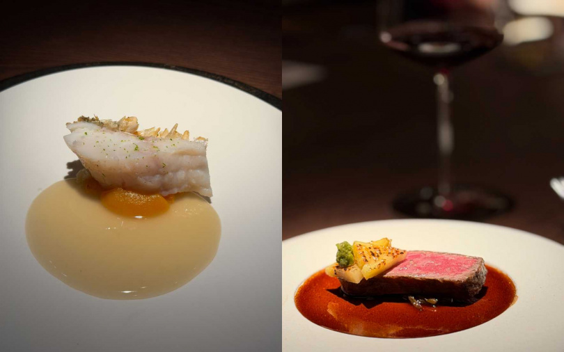 甘鯛  |  瓜・酢橘；和牛  |  泡菜・味噌鳳梨・青獅子唐辛子柚子胡椒。