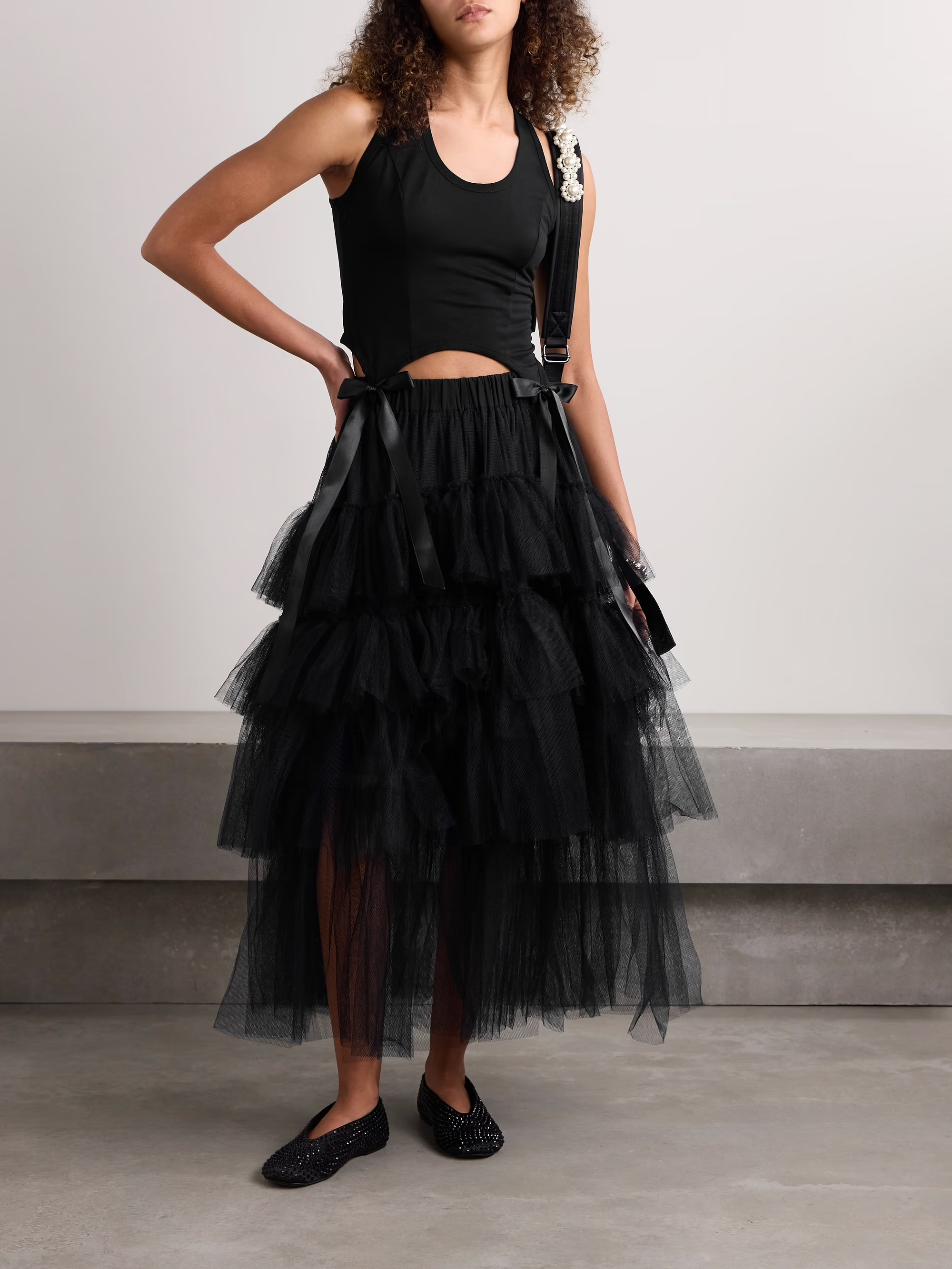 SIMONE ROCHA Tiered tulle maxi skirt