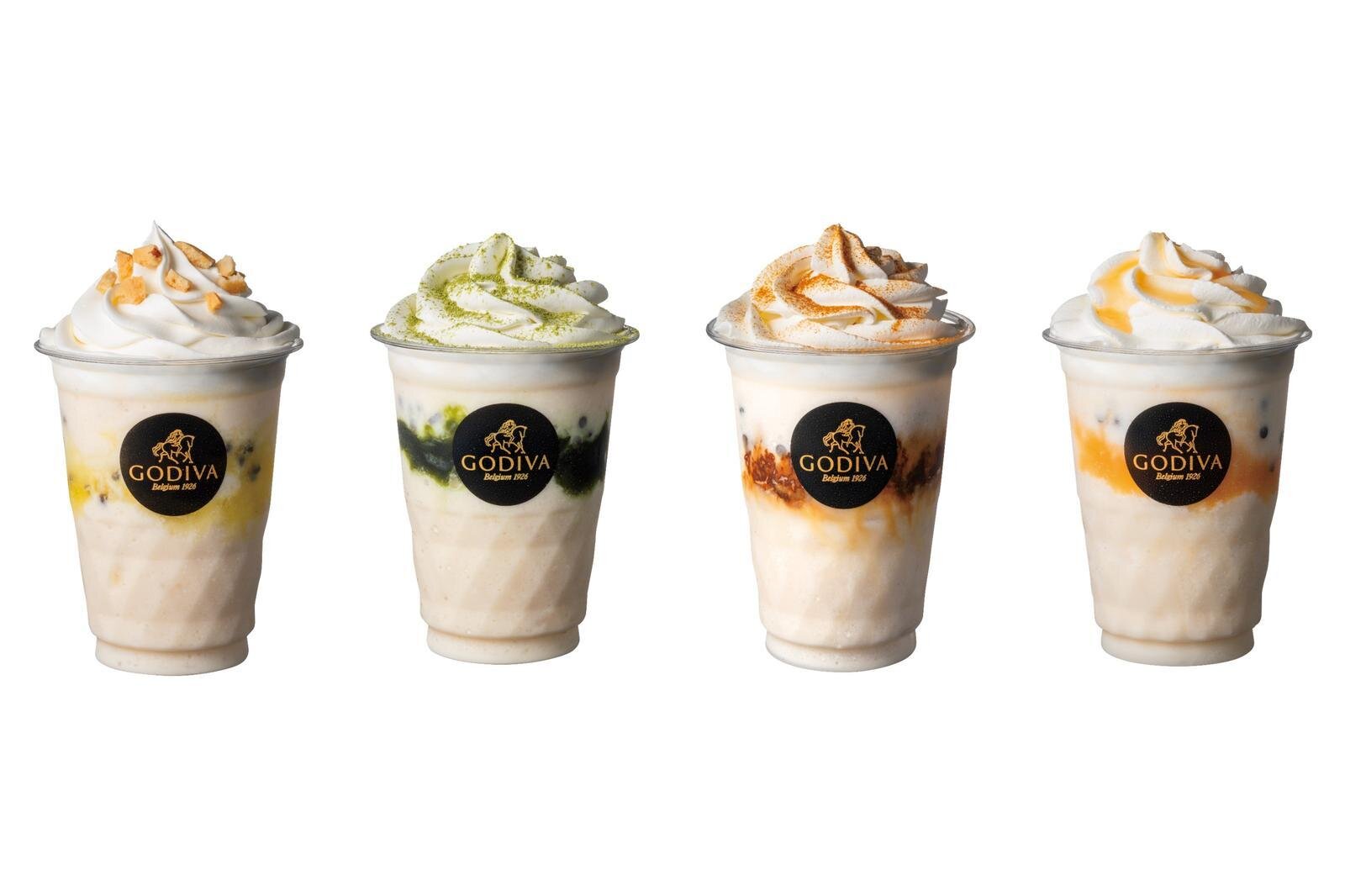 GODIVA 47 巧克力飲 標準尺寸各270ml 各800日圓 由左至右) 神奈川、埼玉、千葉、茨城