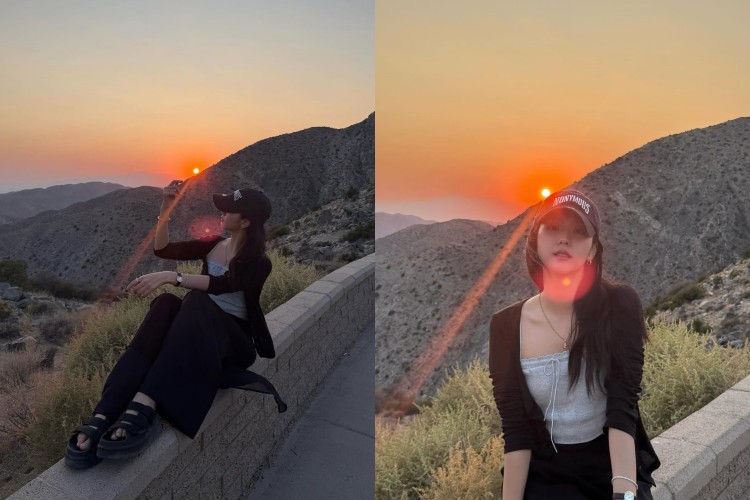 極簡黑灰造型作為運動穿搭的經典款，Jisoo選擇灰色平口背心搭配黑色棉質套裝，外搭輕薄針織外套增添層次感，而寬鬆剪裁讓整體姿態更顯隨性自在。