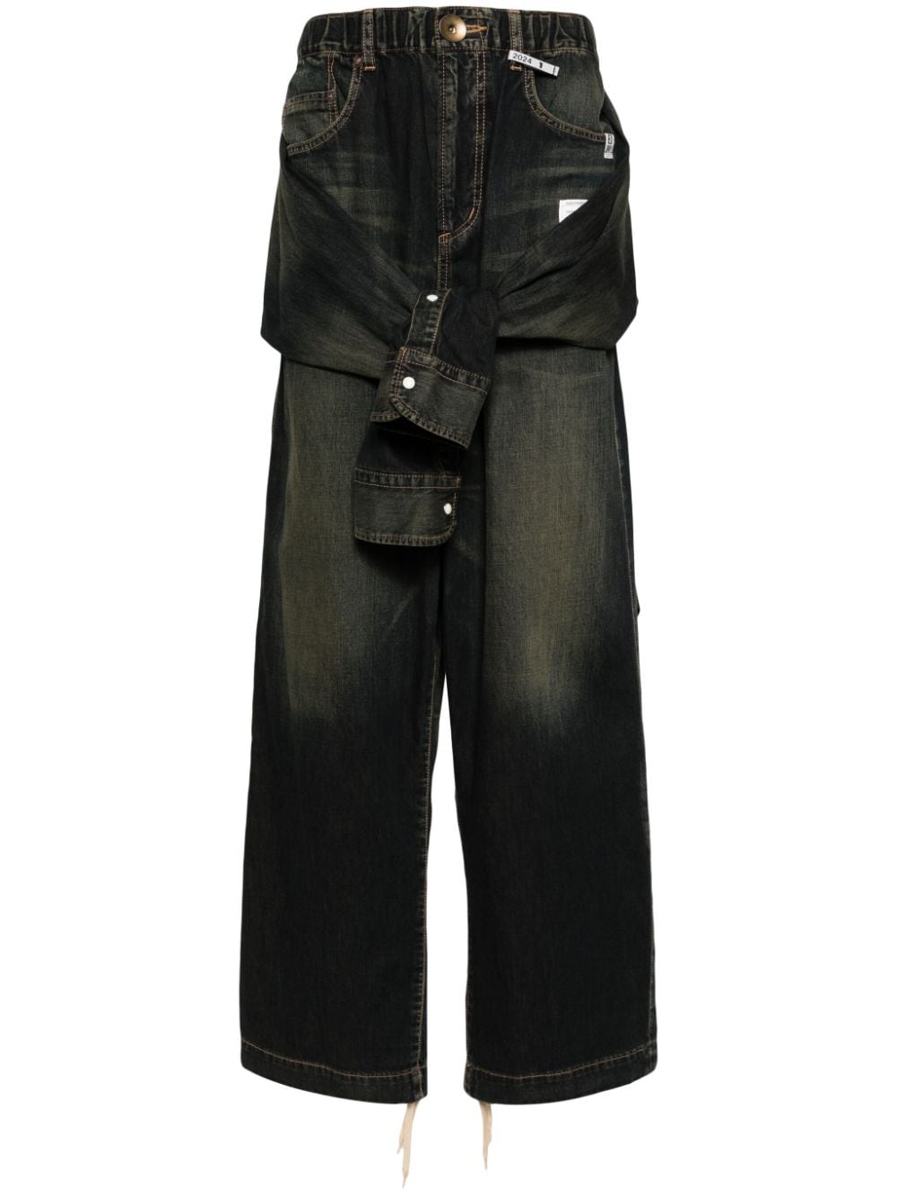 Maison MIHARA YASUHIRO - layered straight-leg jeans - men - Cotton/Cotton/Cotton - 48 - Blue