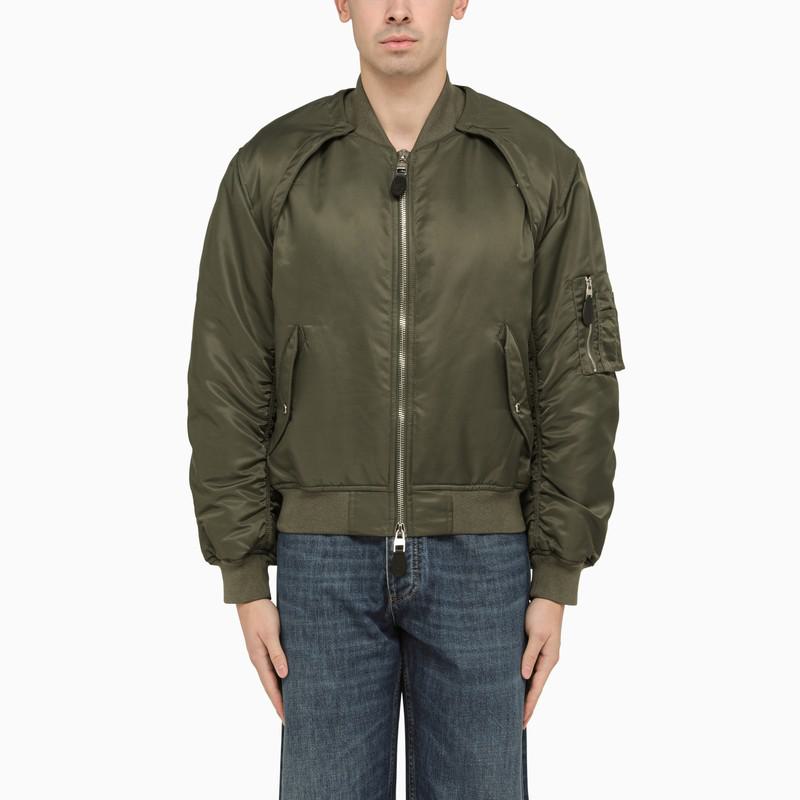 Alexander Mcqueen Convertible Khaki Nylon Bomber Jacket