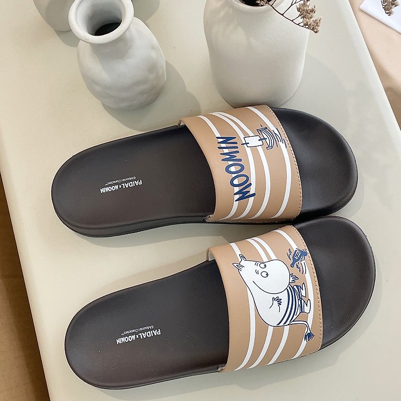 Paidal x Moomin姆明谷 盛夏游泳一片式運動拖鞋-沙灘棕