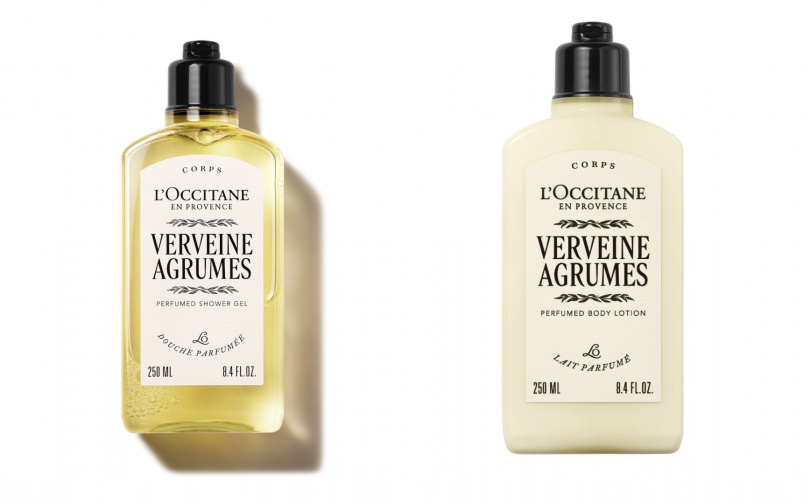 歐舒丹果漾馬鞭草沐浴膠250ml／900元、補充瓶500ml／1,420元、歐舒丹果漾馬鞭草美體乳250ml／1,360元。（圖／品牌提供）