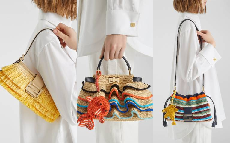 一背切換度假模式！FENDI「拉菲草包」加入荷葉邊、波浪條紋太夢幻，直接選擇障礙發作