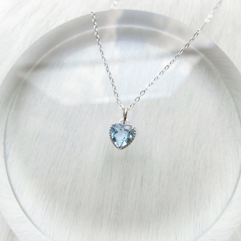 藍托帕石925純銀天空之心純銀項鍊