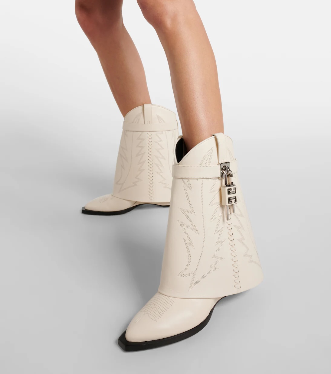 GIVENCHY Shark Lock Cowboy leather ankle boots