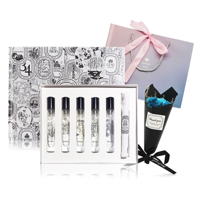 DIPTYQUE 經典淡香水禮盒[7.5mlX5淡香水+提袋+花束]-情人節獻禮