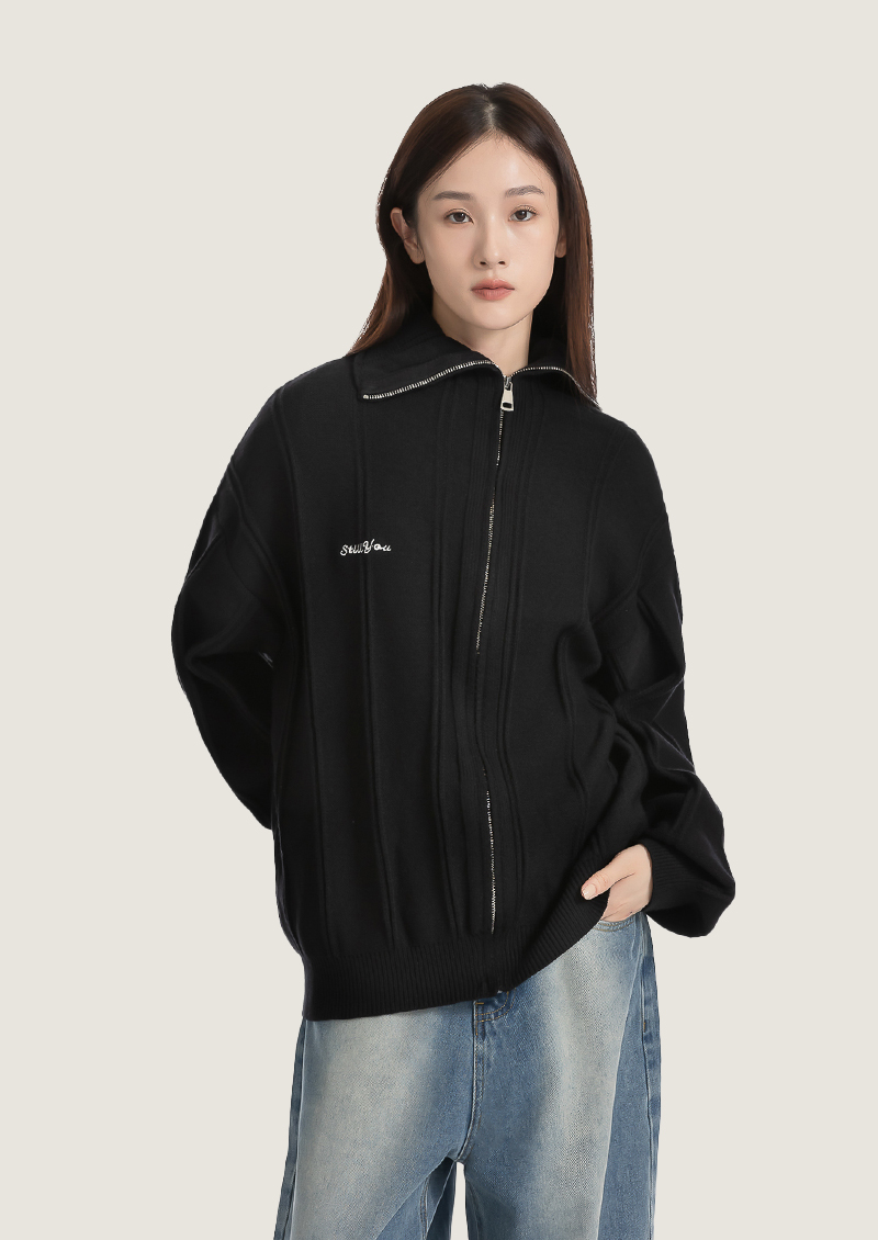 立體紋路拉鍊外套