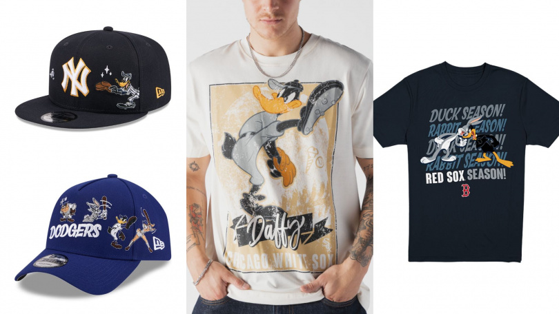 New Era「Looney Tunes × MLB 2026」系列推出多款聯名帽款與服飾，將兔巴哥、達菲鴨等經典角色融入MLB球隊設計。（圖／品牌提供）