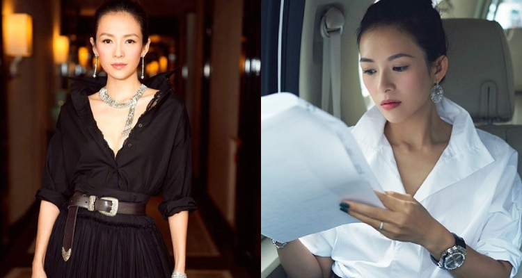 章子怡也很懂善用一些U型或深V剪裁的領口設計，恰到好處地展現她漂亮的頸肩處及鎖骨線條。不刻意張揚，卻能自然流露性感的女人味。