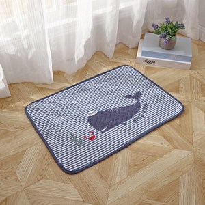 【新作部屋】小清新全棉可愛動物防滑吸水地墊-40x60公分海底鯨魚