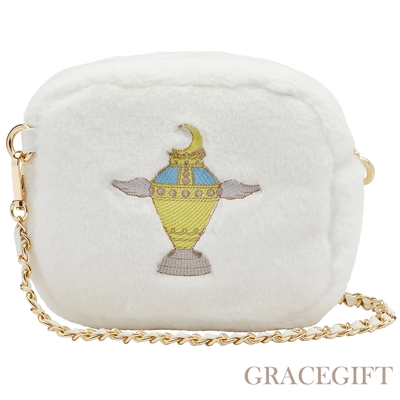 【Grace Gift】美少女戰士Crystal電繡聖杯毛毛鍊條包 白