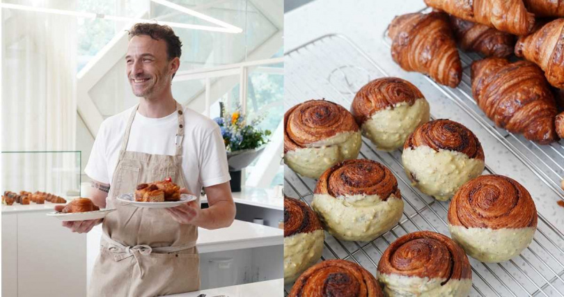 甜點行政主廚Florian Bourquin（左）希望讓Rolling Dough咖啡廳成為「可頌專門店」新指標。（圖／魏妤靜攝）