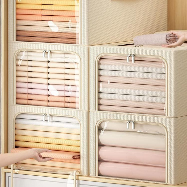 FOREVER 防潮衣物牛仔褲拉鍊收納箱/防潮儲物盒3入 49L-2色 - 卡其色