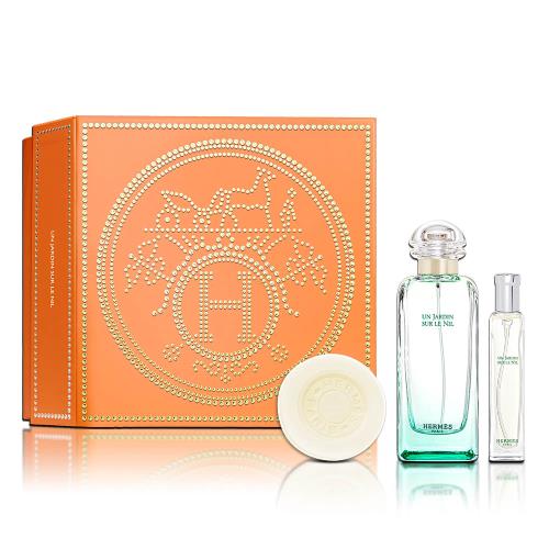 Hermes 愛馬仕 尼羅河花園香氛禮盒-淡香水100ML+隨身瓶15ML+香氛皂50g