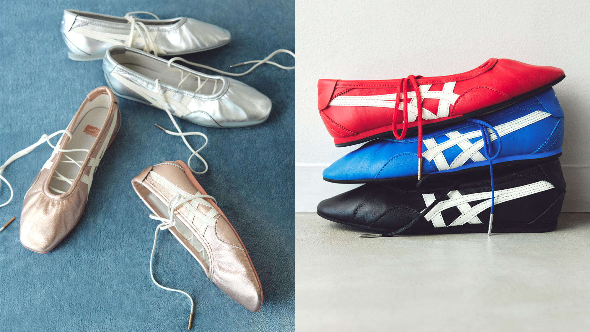 Onitsuka Tiger GYMNARINA™推出黑色、藍色、紅色、銀色及玫瑰金共5款配色/4,280元。圖片：品牌提供